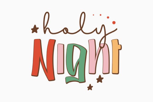 Retro Christmas Quote Svg Holy Night
